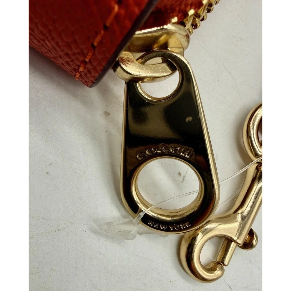 Coach Wallet Mango Pebbled Leather Zip Around Wristlet Strap Clutch